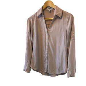 EXPRESS Mauve Lightweight Button Up Collared Long Sleeve Top XS